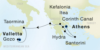 8-Day  Luxury Voyage from Athens (Piraeus) to Valletta: Enchanting Greece, Sicily & Malta