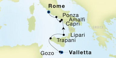 7-Day  Luxury Cruise from Valletta to Rome (Civitavecchia): Sorrentine Peninsula Sojourn
