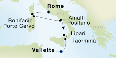 7-Day  Luxury Voyage from Rome (Civitavecchia) to Valletta: Southern Italy Dream
